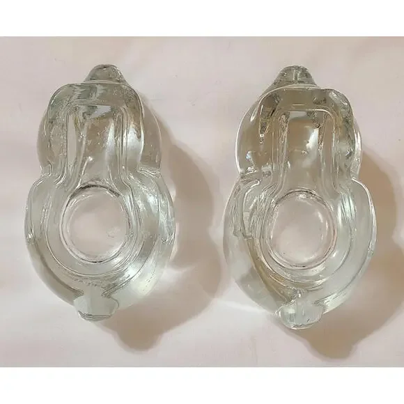 2pk Glass Bunny Rabbit Votive Candle Holder Paperweight Animals Clear - Picture 6 of 8